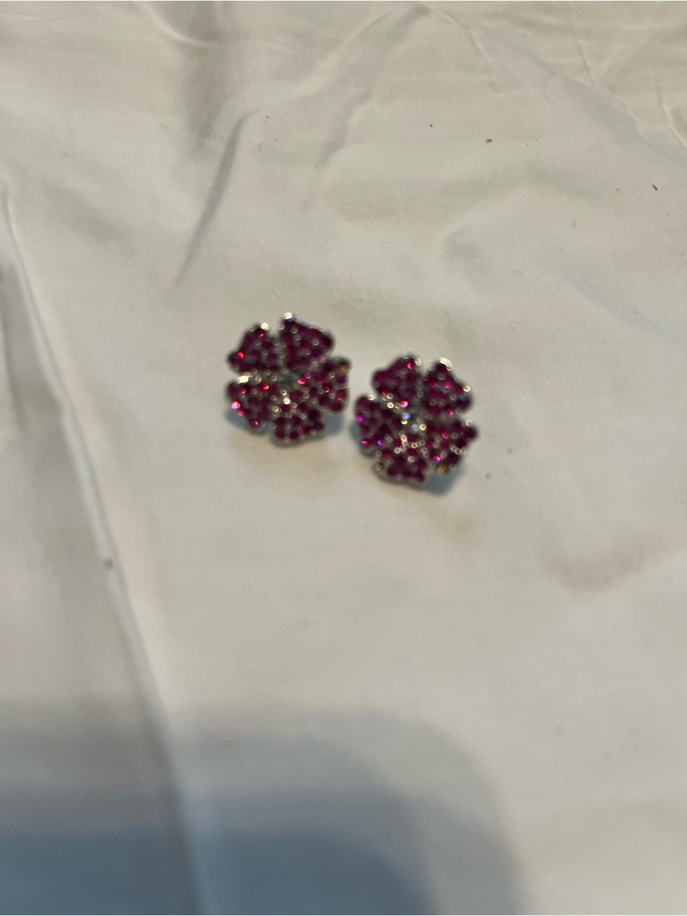 Pink Crystal Flower Stud Earrings - Women Jewelry